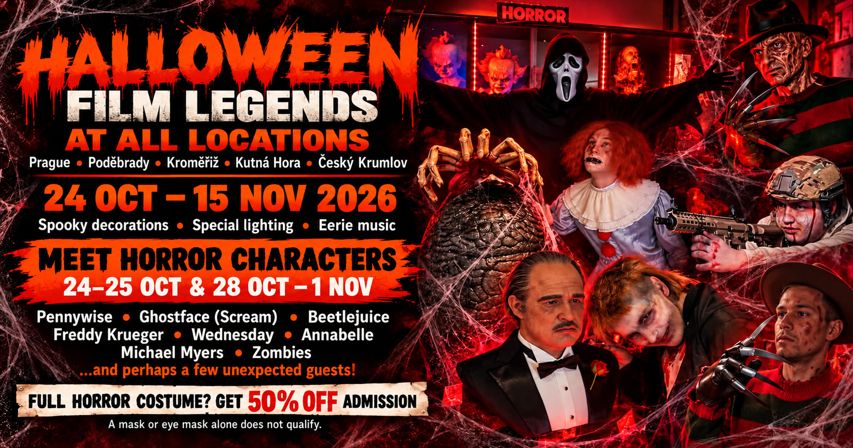Halloween at all Film Legends Museum locations